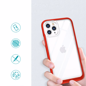 Läbipaistev 3in1 ümbris iPhone 11 Pro Maxi raamkate geel-punane