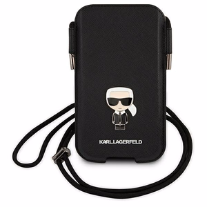 Karl Lagerfeld käekott KLHCP12MOPHKMK 6,1" must hardcase Saffiano Ikonik Karl's