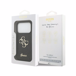 Case Guess PU Fixed Glitter 4G Metal Logo Apple iPhone 18 Pro Max black