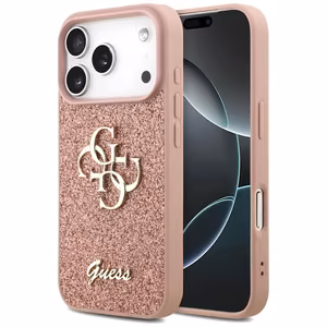 Guess Fixed Glitter Big 4G Ümbris jaoks iPhone 17 Pro - Roosa