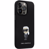 Karl Lagerfeld KLHCP13LSMHKNPK ümbris jaoks iPhone 13 Pro / 13 - must Silicone Ikonik Metal Pin