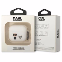 Karl Lagerfeld KLACA3SILKCW AirPods 3 cover valge/valge Silicone Karl & Choupette