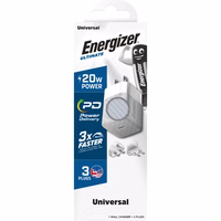 Energizer Ultimate - Multiplug EU / UK / US GaN 20W PD mains laadija (hõbedane)
