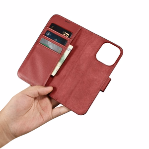 iCarer Rahakott ümbris 2in1 Cover iPhone 14 Pro Max nahast Flip Cover Anti-RFID punane (WMI14220728-RD)