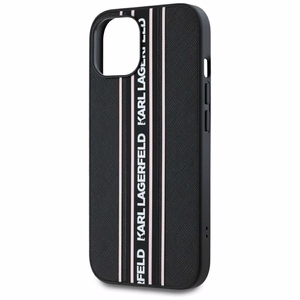 Karl Lagerfeld Saffiano Athleisure Stripes Cord iPhone 15 Ümbris - Roosa