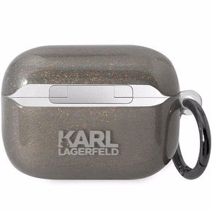 Karl Lagerfeld KLAP2HNKCTGK Airpods Pro 2 чехол чёрный/чёрный Glitter Karl&Choupette