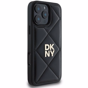 DKNY Quilted Stack Logo iPhone 16 Pro Ümbris - Must
