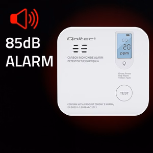 Qoltec 52577 Juhtmevaba vingugaasi (CO) andur akuga | anduri tööiga 10 aastat | alarm 85dB | LED