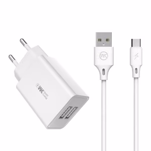Laadija WK Design WP-U56 valge (pordid: 2xUSB) + Type-C 100cm kaabel