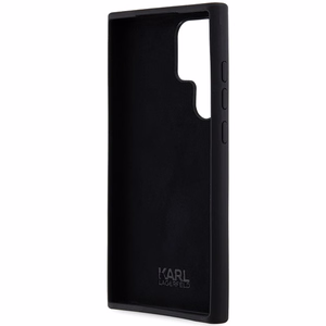 Karl Lagerfeld Silicone Choupette Metal Pin ümbris jaoks Samsung Galaxy S23 Ultra - must