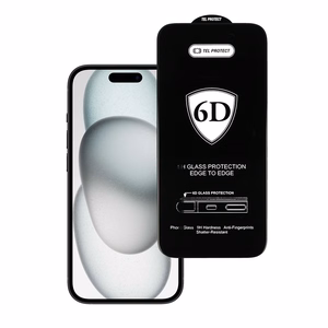 Tel Protect Full Glue 6D Karastatud klaas jaoks IPHONE 15 BLACK