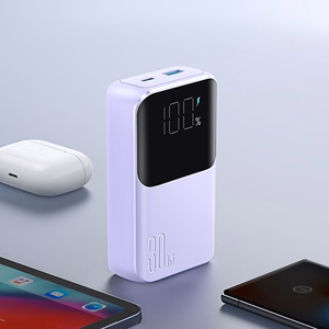 Joyroom JR-PBC07 20000mAh 30W мини пауэрбанк с кабелями USB-C и Lightning - фиолетовый