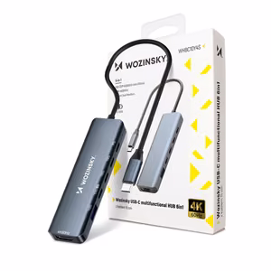 Wozinsky WHBC10Y4S 6-in-1 USB-C jaotur, alumiiniumist, 25 cm kaabliga, hall