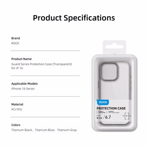 Rock Guard Series Чехол для Iphone 16 Pro Max прозрачно-серый