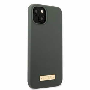 Guess GUHMP13MSBPLA iPhone 13 6.1" roheline/khaki hard ümbris Silicone Logo Plate MagSafe