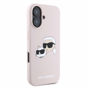 Karl Lagerfeld Silicone Nauble Heads Print MagSafe Ümbris jaoks iPhone 16 Plus - Roosa