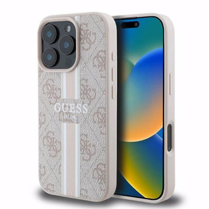 Guess 4G Printed Stripes MagSafe iPhone 16 Pro Ümbris - Roosa