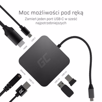 Green Cell AK61 sülearvuti dokk USB 3.2 Gen 1 Type-C hõbedane