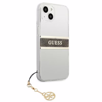 Guess GUHCP13SKB4GBR iPhone 13 mini 5.4" läbipaistev kõvakott 4G pruun rihmaga Charm