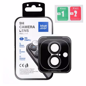 Camera Lens Protector BLUE STAR Easy Install for IPHONE 17 black
