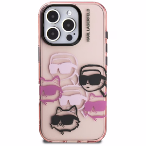 Karl Lagerfeld IML Multi K&C Head Pattern Ümbris jaoks iPhone 16 Pro Max - Roosa