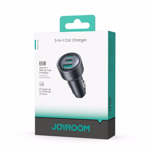 Joyroom JR-CCN19 65W 3-in-1 autolaadija – värv: tumehall