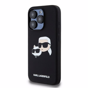 Силиконовый чехол Karl Lagerfeld Karl&Choupette MagSafe для iPhone 15 Pro Max - чёрный