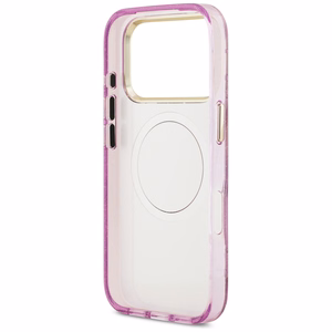 Guess IML Glitter Flowers Triangle MagSafe ümbris mudelile iPhone 17 Pro / 18 Pro – lilla