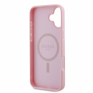 Чехол Guess Grained Gold Ring MagSafe для iPhone 16 Plus - розовый