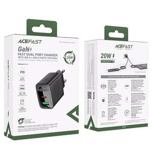 Acefast A78 Laadija Network GaN USB-A / USB-C PD 20W - must