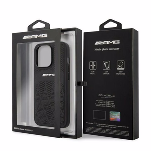 AMG AMHCP13LOSDBK iPhone 13 Pro / 13 6.1" чёрный/чёрный жёсткий чехол Leather Curved Lines