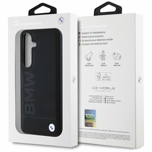 BMW Leather Big Wordmark Ümbris jaoks Samsung Galaxy S25 - must