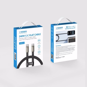 Lame kaabel tüüp C – tüüp C VEGER PD 5A 240 W CC2-MTB 1,5 m must