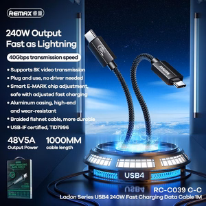 CABLE REMAX LADON SERIES 240W RC-C039 USB 4.0 USB-C/USB-C 1M BLACK