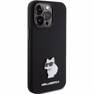 Karl Lagerfeld Silicone Choupette Metal Pin чехол для iPhone 15 Pro Max - чёрный