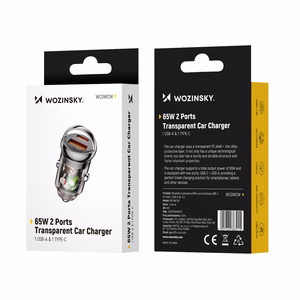 Wozinsky 65W Car Laadija USB-C PD 65W / USB-A 45W QC 3.0 - must