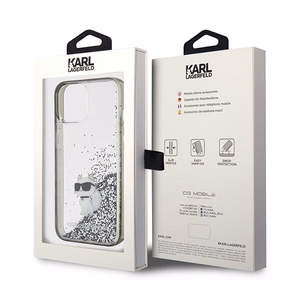Karl Lagerfeld Liquid Glitter Choupette ümbris jaoks iPhone 15 - läbipaistev