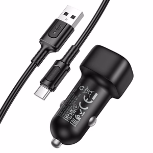 Borofone autolaadija BZ34 Cloud - USB - QC 3.0 18W koos USB C-tüüpi kaabliga must