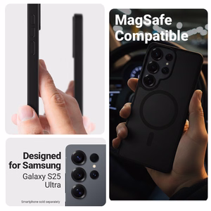 Crong Hybrid Matte Magnetic MagSafe ümbris seadmele Samsung Galaxy S25 Ultra, must