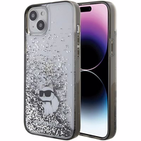 Karl Lagerfeld Liquid Glitter Choupette ümbris jaoks iPhone 15 Plus - läbipaistev