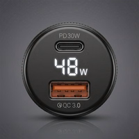 Blavec Autolaadija BS-04B-C Volt - USB + Type C - QC 3.0 18W PD 30W koos Type C to Type C cable (CCBS04BCV-UCB) must