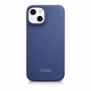 Чехол iCarer CE Premium Leather Folio для iPhone 14 Plus магнитный с откидной крышкой MagSafe синий