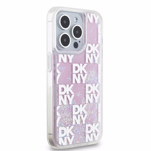 DKNY ümbris jaoks iPhone 15 Pro 6,1" DKHCP15LLCPEPP valge HC liquid glitters w checkered pattern