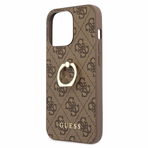 Guess GUHCP13L4GMRBR iPhone 13 Pro / 13 6.1" pruun/pruun kõvakott 4G koos rõngaste stendiga