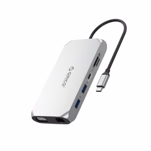Orico XCR 12in1 USB-C Docking Station 3x USB-A 3.1 1x USB-A 2.0 1x USB-C PD 100 W 1x USB-C 3.1 1x HDMI 1.4 4K 30 Hz 1x VGA 1080p 1x SD 3.0 1x microSD 3.0 1x RJ45 Gigabit Ethernet 1x audio CTIA 3.5 mm - Silver