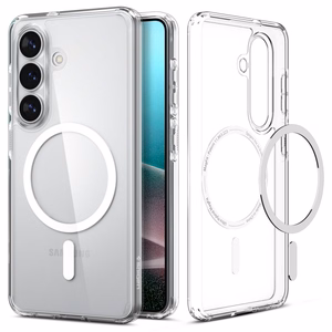 Spigen Ultra Hybrid Mag MagSafe ümbris Samsung Galaxy S26 Plus jaoks läbipaistev ja valge