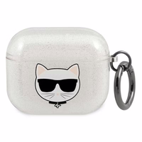 Karl Lagerfeld Glitter Choupette ümbris AirPods 3 jaoks - hõbedane