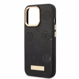 Guess GUHMP13LSAPSTK iPhone 13 Pro / 13 6.1" чёрный/чёрный жёсткий чехол Peony Logo Plate MagSafe