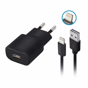 Forever TC-01 laadija 1x USB 2A must + Lightning kaabel