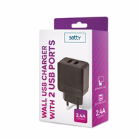 Setty laadija 2x USB 2,4A must
